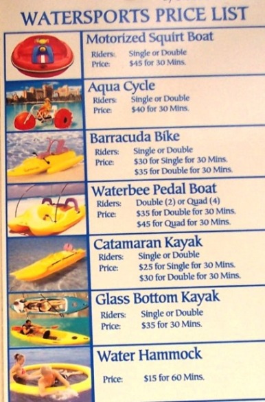 Blue Adventures price list, Atlantis Blue Adventures price list, Atlantis